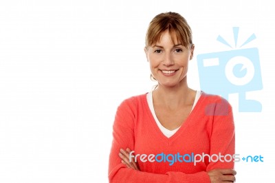 Stylish Cheerful Lady Posing Casually Stock Photo