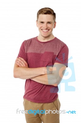 Stylish Guy Posing Over White Background Stock Photo