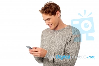 Stylish Guy Using Mobile Phone Stock Photo