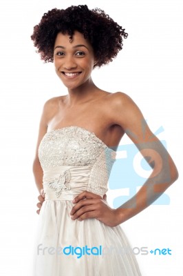 Stylish Portrait Of A Confident Smiling Female Model Stock Photo