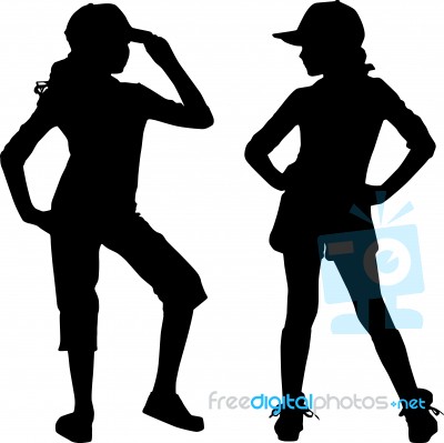 Stylish Silhouette Friends Stock Image