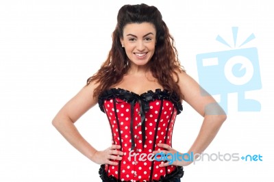 Stylish Woman In Corset Top Striking A Pose Stock Photo