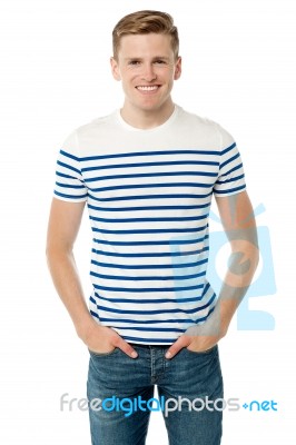 Stylish Young Guy Posing Casually Stock Photo