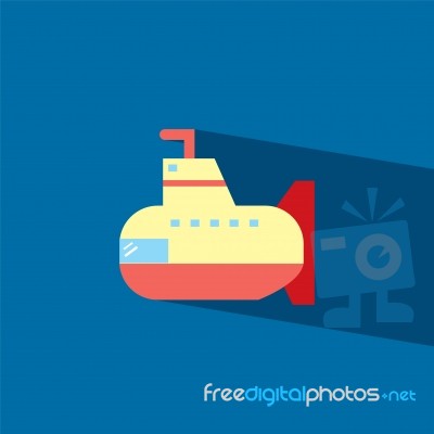 Submarine Flat Icon   Illustration Stock Image