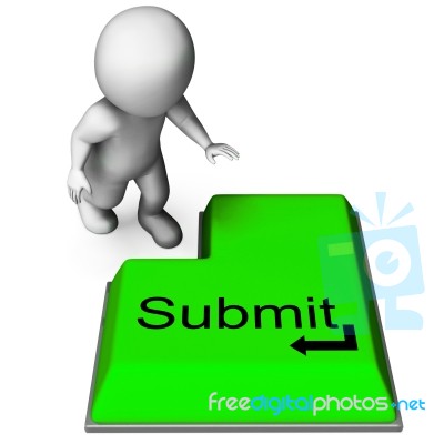 Submit Key Shows Submitting Or Applying On Internet Stock Image