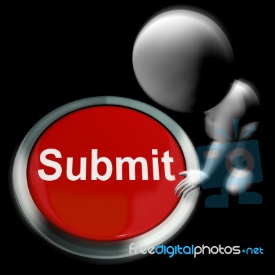 Submit Pressed Shows Submission Or Handing In Stock Image