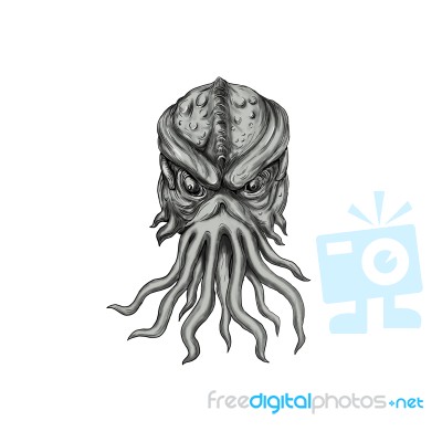 Subterranean Sea Monster Head Tattoo Stock Image