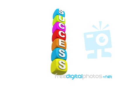 Success Blocks Showing Growth Stock Image