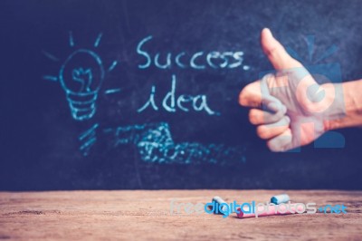 Success Concept Hand Drawn On Blackboard Stock Photo