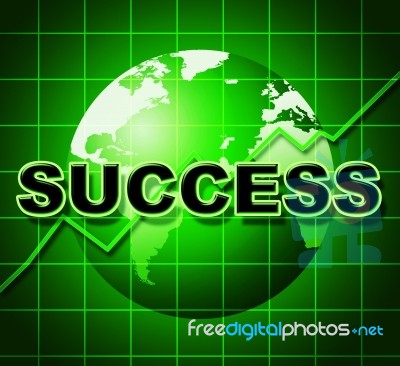 Success Graph Means Winner Resolution And Winning Stock Image