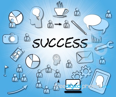 Success Icons Means Triumphant Symbol And Winning Stock Image