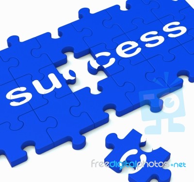 Success Jigsaw Shows Achievement Of Solution Stock Image