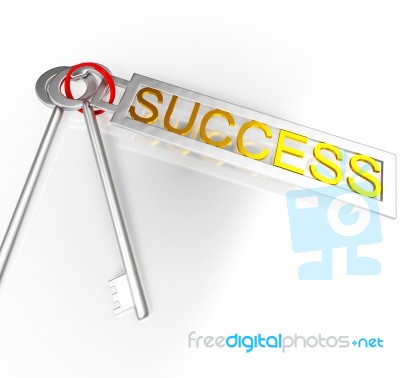 Success Keys Shows Victory Achievement Or Succeed Stock Image