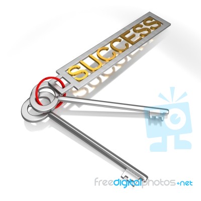 Success Keys Shows Victory Achievement Or Successful Stock Image