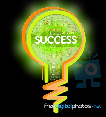 Success Lightbulb Represents Victor Winner And Prevail Stock Image