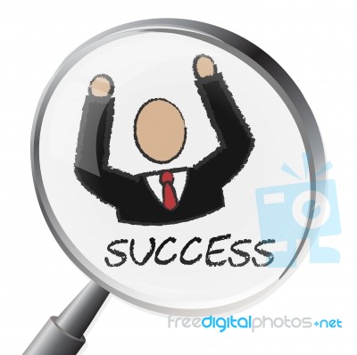 Success Magnifier Indicates Triumph Succeed And Winning Stock Image