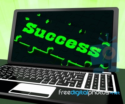 Success On Laptop Showing Solutions Stock Image