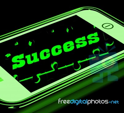 Success On Smartphone Showing Progression Stock Image