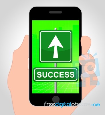 Success Online Means Mobile Phone And Internet Stock Image