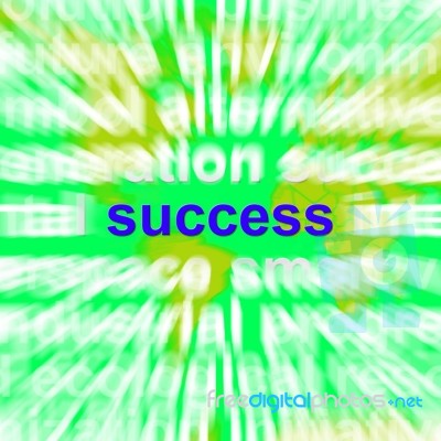 Success Word Cloud Shows Succeed Winning Triumph And Victories Stock Image