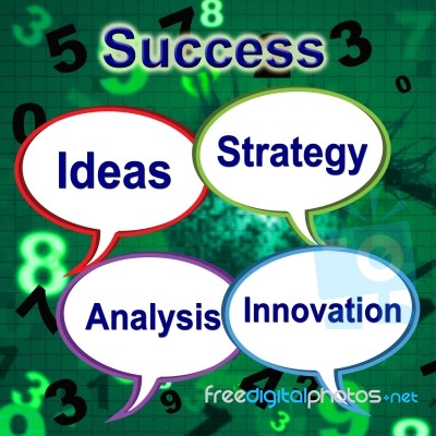 Success Words Indicates Thoughts Victory And Idea Stock Image