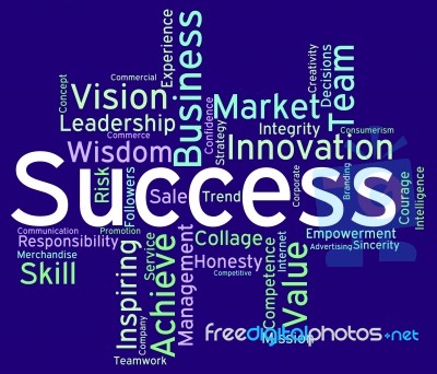 Success Words Represents Victor Succeed And Triumphant Stock Image