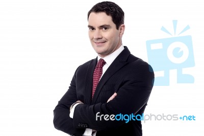 Successful Businessman Posing Over White Stock Photo