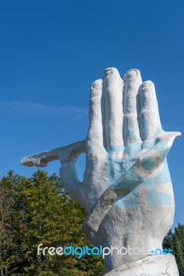 Sucevita, Moldovia/romania - September 18 : White Hand Statue Ne… Stock Photo