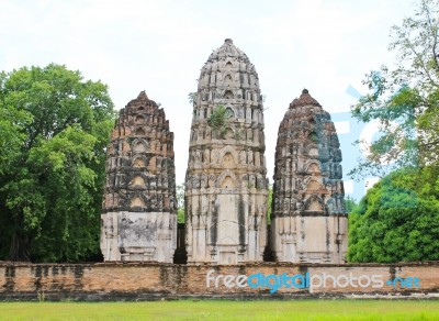 Sukhothai Historical Park, The Old Town Of Thailand In 800 Year Stock Photo