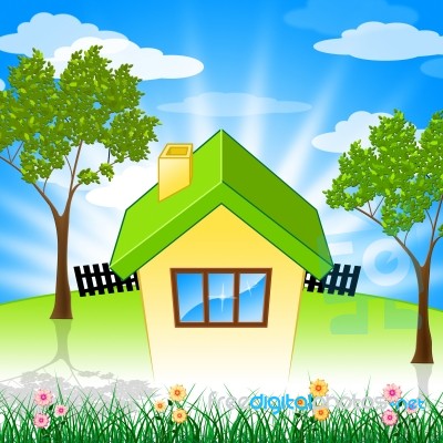 Summer House Shows Property Home And Houses Stock Image