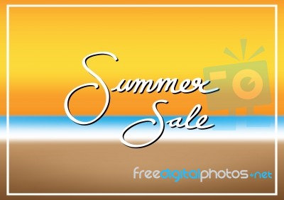 Summer Sale Promotion Season With Sea Beach And Frame Background… Stock Image