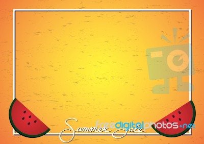 Summer Sale Promotion Season With Watermelon And Frame Backgroun… Stock Image