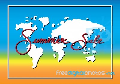 Summer Sale Promotion Season With World Map And Frame Background… Stock Image