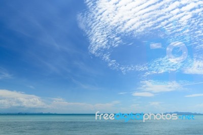 Summer Seascape With Blue Sea Sky And White Cloud Background Stock Photo