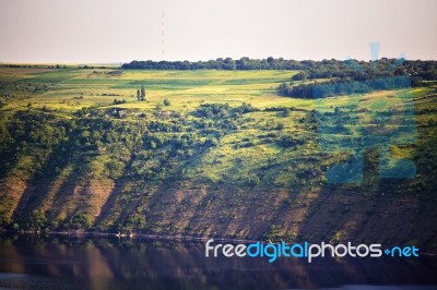 Summer Sunny Morning On The River In Canyon Stock Photo