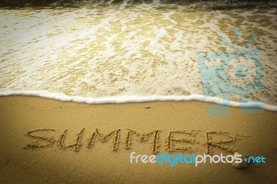 Summer Text On The Beach Stock Photo