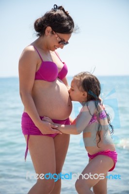 Summer Woman Child Play Stock Photo