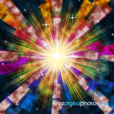 Sun Background Means Shining And Multi-colored Rays
 Stock Image