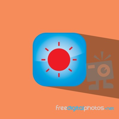 Sun Button Icon Flat   Illustration  Stock Image