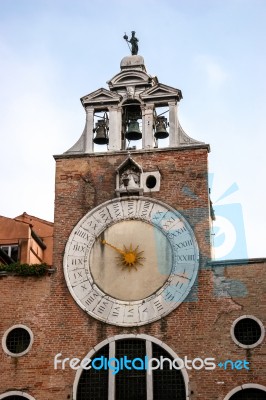 Sun Clock On A Building In Venice Stock Photo