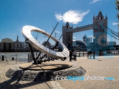 Sun Dial Near Tower Bridge Stock Photo