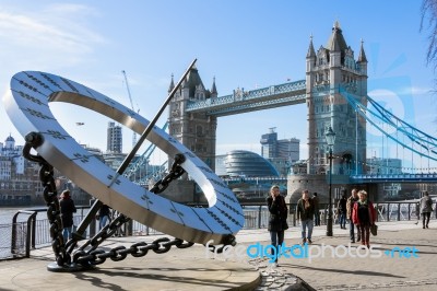 Sun Dial Near Tower Bridge Stock Photo