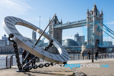 Sun Dial Near Tower Bridge Stock Photo