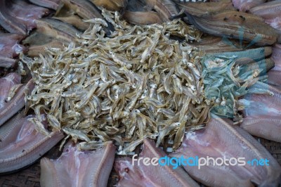 Sun Dried Fish In The Market Stock Photo