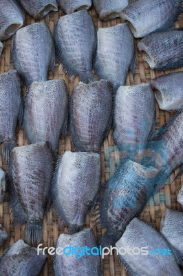 Sun Dried Fish In The Market Stock Photo