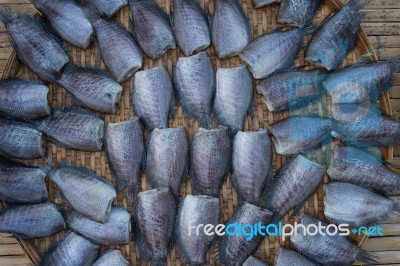 Sun Dried Fish In The Market Stock Photo