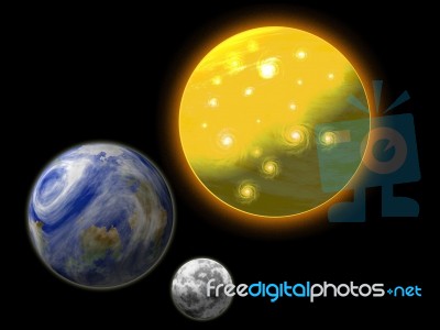 Sun Earth Moon Stock Image