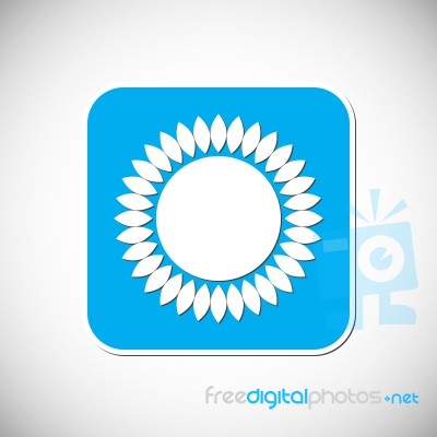 Sun Icon. Blue Square Frame.  Illustration Stock Image