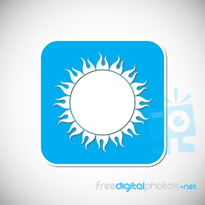 Sun Icon. Blue Square Frame.  Illustration Stock Image