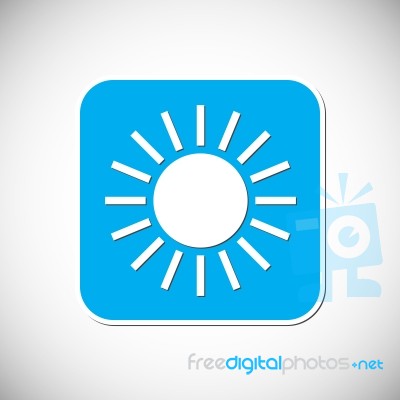 Sun Icon. Blue Square Frame.  Illustration Stock Image